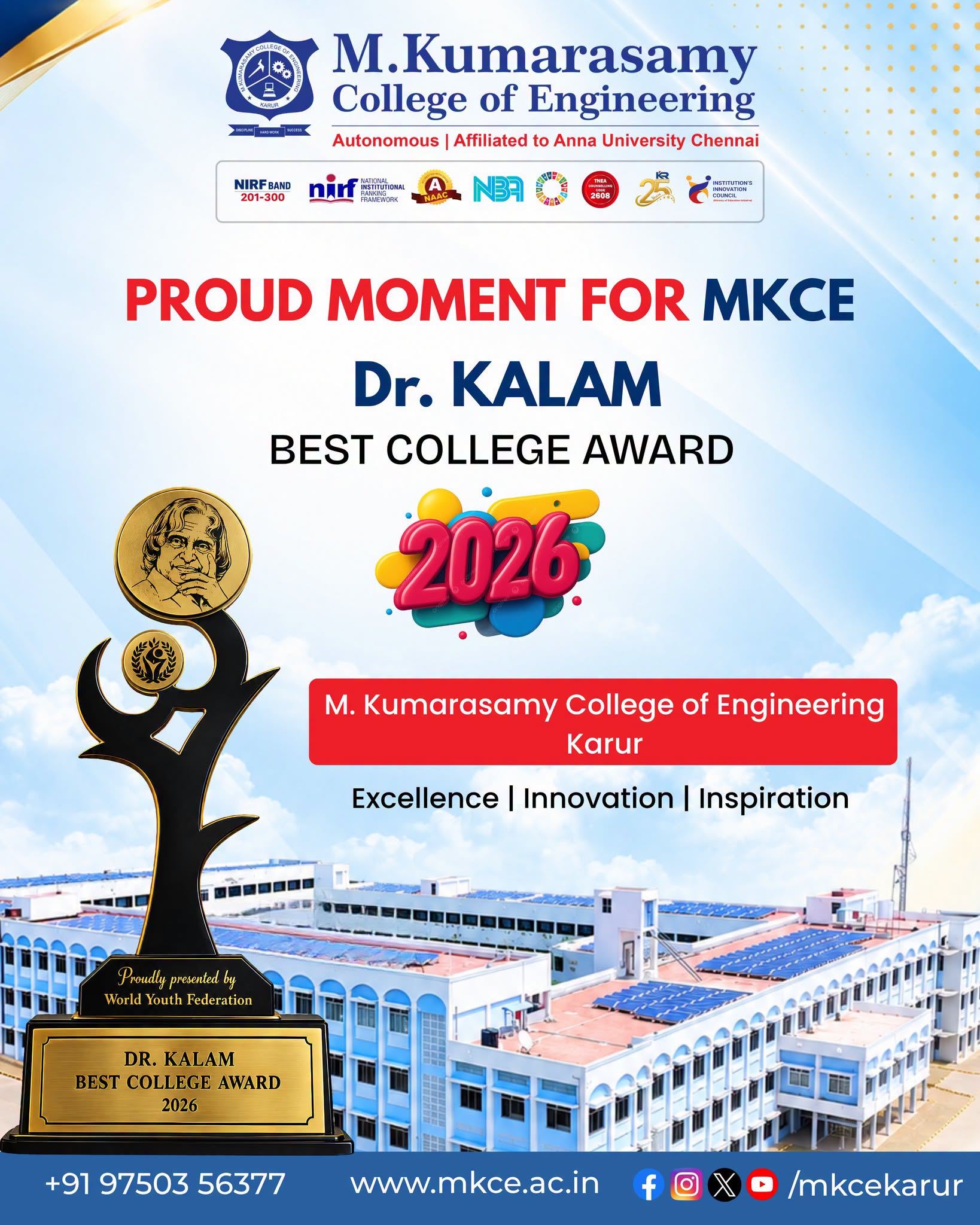 Dr. Kalam Best College Award 2026!